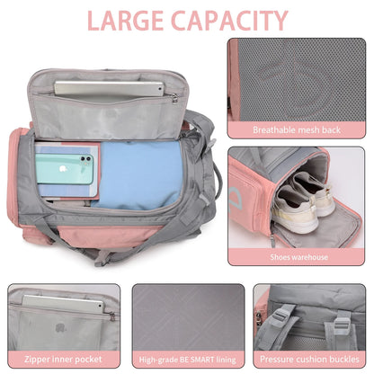 BE SMART 33L Extra Large Gym Backpack for Women, Big Gym Bag with Shoes Compartment, Waterproof Heavy Duty Duffel Bags, Women'S Workout Backpacks for Outdoor Sport,Hiking,Camping,Travel (L)