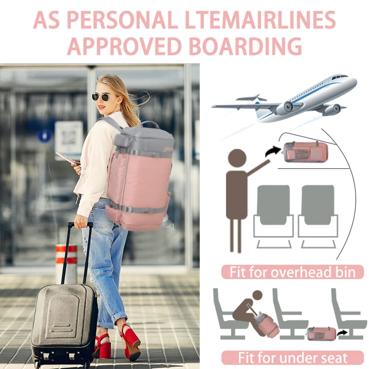 BE SMART 33L Extra Large Gym Backpack for Women, Big Gym Bag with Shoes Compartment, Waterproof Heavy Duty Duffel Bags, Women'S Workout Backpacks for Outdoor Sport,Hiking,Camping,Travel (L)