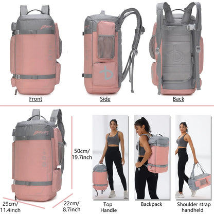 BE SMART 33L Extra Large Gym Backpack for Women, Big Gym Bag with Shoes Compartment, Waterproof Heavy Duty Duffel Bags, Women'S Workout Backpacks for Outdoor Sport,Hiking,Camping,Travel (L)